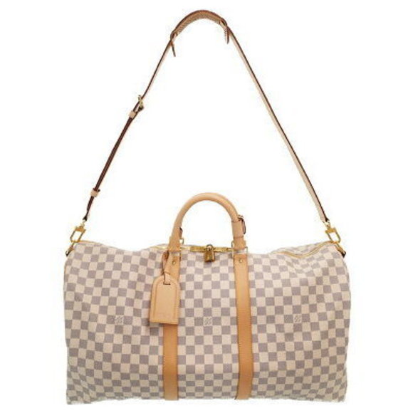 Louis Vuitton Damier Azur White Keepall Bandouliere Boston Bag - Picture 1 of 8